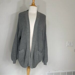 BDG Womens Gray Thick Knit Pocket Oversize Boyfriend Cardigan Size Small Coastal